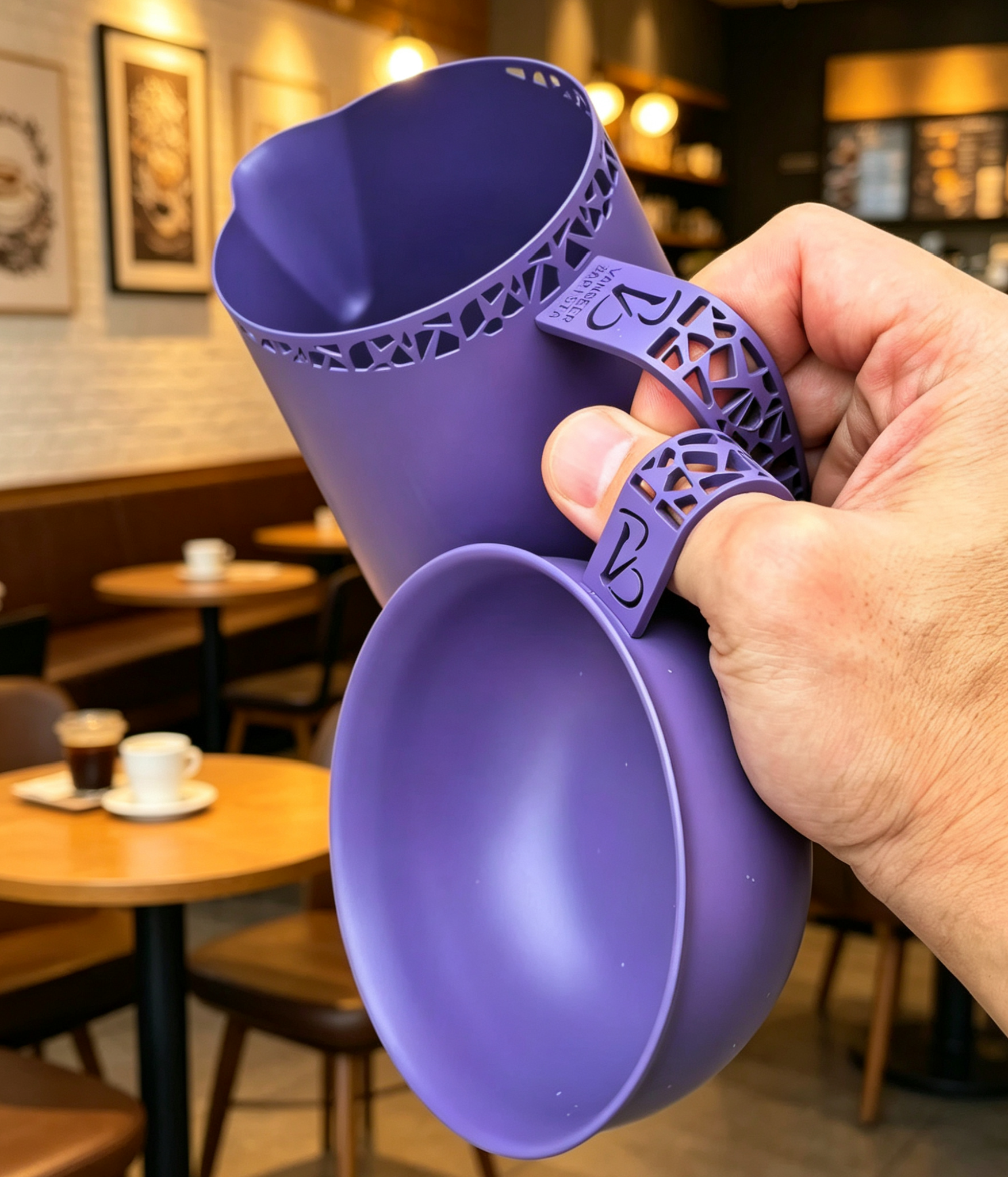 Purple Latte Art Pitcher 450ML VS001 Round Spout Style+240ML Cup Set